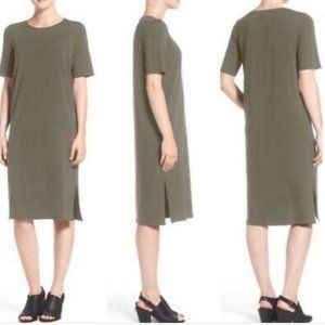 NWT Eileen Fisher Oregano Viscose Jersey Round Neck C/L Dress